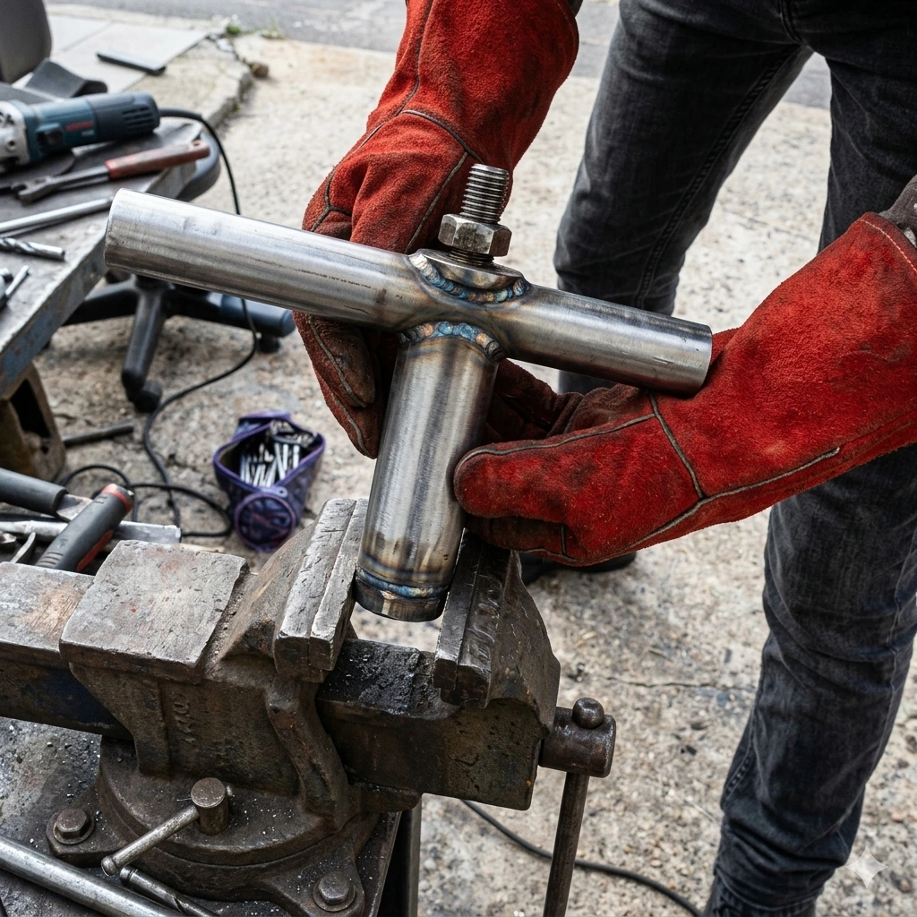 Assemblage soudé en T sur tube acier - pièce sur mesure pour équipement fitness