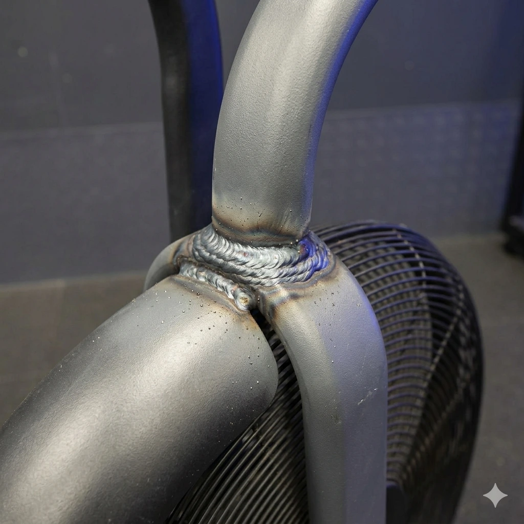 Macro de soudure sur cadre Assault Bike - travail de précision Maestro Wellness